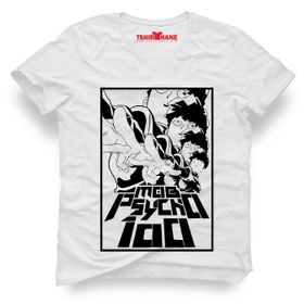 Tshirthane One Punch Man Mob Psycho 100 Beyaz Erkek T-shirt