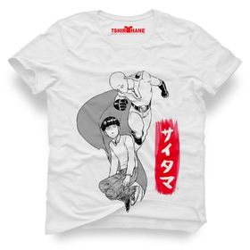 Tshirthane One Punch Man Saitama Beyaz Erkek T-shirt