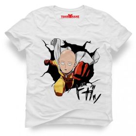 Tshirthane One Punch Man Saitama Beyaz Erkek T-shirt