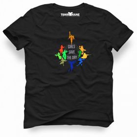 Tshirthane Overwatch Girls Save Day Siyah Erkek T-shirt