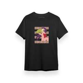 Tshirthane P17203S5261 Monogatari Anime Hitagi Senjougahara Lettern Poster Siyah Kısa Kol Erkek T-shirt