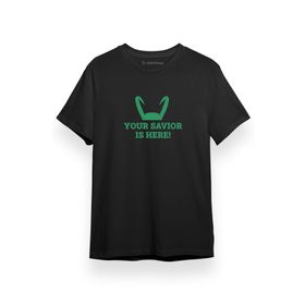 Tshirthane P17220S1059 Loki Your Savior is Here Siyah Kısa Kol Erkek T-shirt