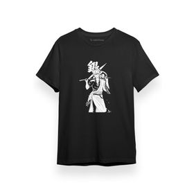 Tshirthane P17348S8526 Gintama Anime Gintoki Black White Siyah Kısa Kol Erkek T-shirt