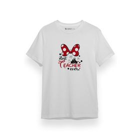 Tshirthane P17412S3262 Best Teacher Ever Beyaz Erkek T-shirt