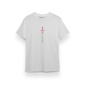 Tshirthane P17493S8834 Dungeons And Dragons Rainbow Dice Sword Beyaz Erkek T-shirt