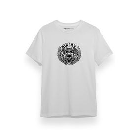 Tshirthane P17668S4027 Bikers Skull Logo Beyaz Erkek T-shirt