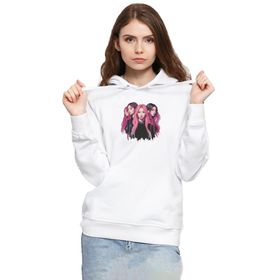 Tshirthane P18412S3149 Blackpink Members Art Poster Beyaz Kadın Kapüşonlu Sweatshirt
