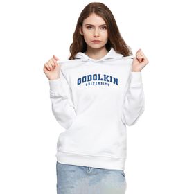 Tshirthane P18912S8570 Gen V Godolkin University Letter Beyaz Kadın Kapüşonlu Sweatshirt
