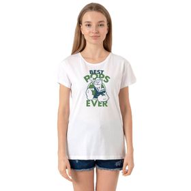 Tshirthane P19509S2514 Bisiklet Yaka Beyaz Kadın T-shirt