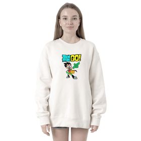 Tshirthane P19723S6649 Teen Titans Go Robin Beyaz 2ip Kadın Sweatshirt