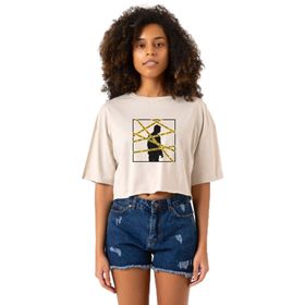 Tshirthane P19810S3750 The Mentalist Crime Scene Tape Bej Kadın Crop
