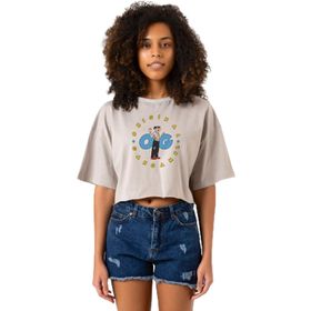 Tshirthane P19905S4018 The Smurfs Original Gargamel Taş Rengi Kadın Crop