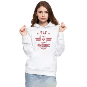 Tshirthane P19959S899 Top Gun Maverick Fly Like a Phoenix Beyaz 3ip Kapüşonlu Kadın Sweatshirt