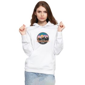 Tshirthane P20147S8725 And So The Adventure Begins Beyaz Kadın Kapüşonlu Sweatshirt