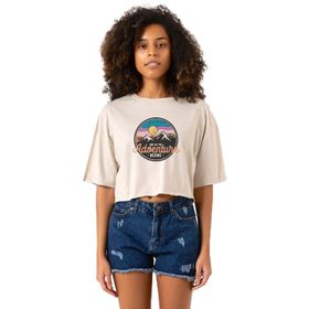 Tshirthane P20160S9673 And So The Adventure Begins Bej Kadın Crop