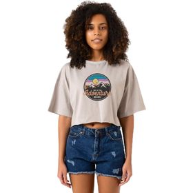 Tshirthane P20163S5359 And So The Adventure Begins Taş Rengi Kadın Crop
