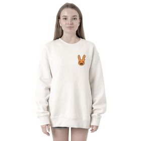 Tshirthane P20167S4390 Bad Bunny Halloween Beyaz Kadın Kapüşonlu Sweatshirt