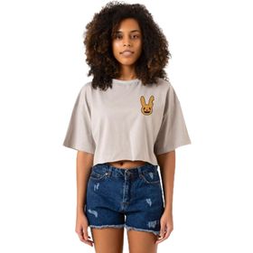 Tshirthane P20194S534 Bad Bunny Halloween Taş Rengi Kadın Crop