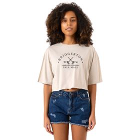 Tshirthane P20350S6061 Pall Mall Logo Bej Kadın Crop