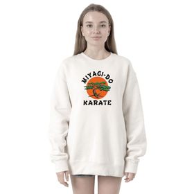 Tshirthane P20598S2035 Cobra Kai Miyagi Do Karate 2ip Kadın Beyaz Sweatshirt