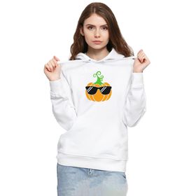 Tshirthane P20634S9816 Cool Pumpkin 3ip Kapşonlu Kadın Beyaz Sweatshirt