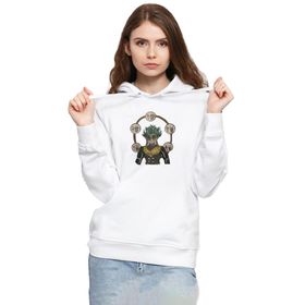 Tshirthane P20780S7978 Demon Slayer Anime Hantengu Clone 3ip Kapüşonlu Kadın Beyaz Sweatshirt
