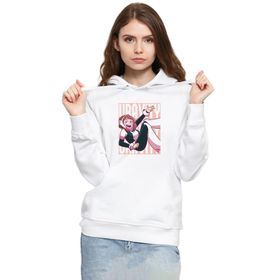 Tshirthane P21185S1319 My Hero Academia Uravity Minimal Beyaz 3ip Kapşonlu Kadın Beyaz Sweatshirt