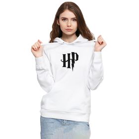 Tshirthane P21481S2232 HP Logo 3ip Kapüşonlu Kadın Beyaz Sweatshirt