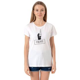 Tshirthane P21671S8594 Bisiklet Yaka Beyaz Kadın T-shirt