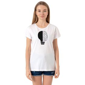 Tshirthane P21848S8641 Bisiklet Yaka Beyaz Kadın T-shirt