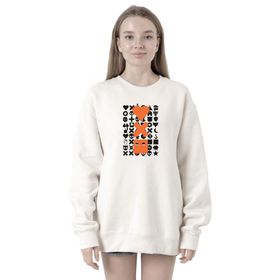 Tshirthane P21867S9028 Love Death Robots Orange 2ip Kadın Beyaz Sweatshirt