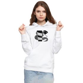 Tshirthane P22012S1875 Monogatari Anime Nadeko Snake Symbol 3ip Kapüşonlu Kadın Beyaz Sweatshirt