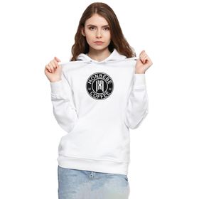 Tshirthane P22108S8059 Monsta X Monbebe Coffee 3ip Kapşonlu Kadın Beyaz Sweatshirt