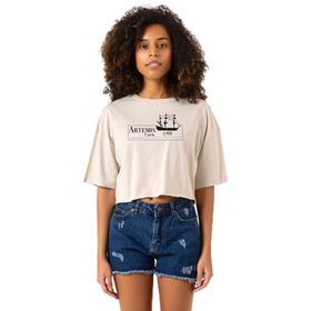 Tshirthane P22385S5902 Outlander Artemis Crew Bej Kadın Crop