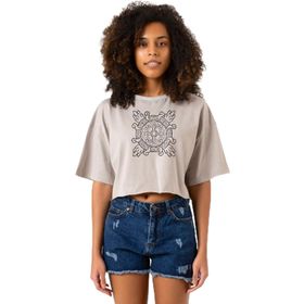 Tshirthane P22538S4813 Relic Fragment Taş Rengi Kadın Crop