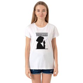Tshirthane P22577S8042 Bisiklet Yaka Beyaz Kadın T-shirt