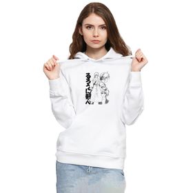 Tshirthane P22655S1190 Rurouni Kenshin Black White Art Beyaz 3ip Kapüşonlu Kadın Sweatshirt