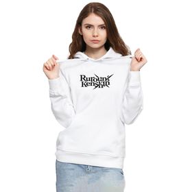 Tshirthane P22678S5749 Rurouni Kenshin Letter Logo Beyaz 3ip Kapüşonlu Kadın Sweatshirt