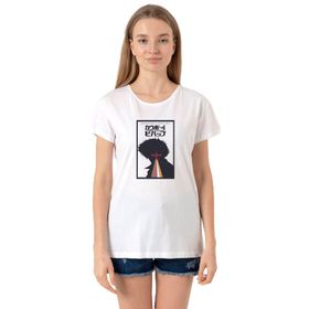Tshirthane P22749S8649 Bisiklet Yaka Beyaz Kadın T-shirt