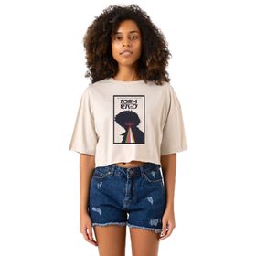 Tshirthane P22761S2884 See You In Space Cowboys Minimalist Anime Poster Bej Kadın Crop