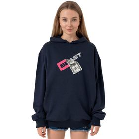 Tshirthane P22833S6339 Mr Beast Dollar Bill Lacivert 3 ip Kapüşonlu Kadın Sweatshirt