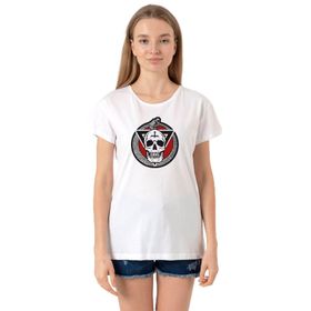 Tshirthane P23206S7167 Bisiklet Yaka Beyaz Kadın T-shirt