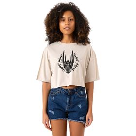 Tshirthane P23238S4407 The Rings Of Power Sketch Bej Kadın Crop