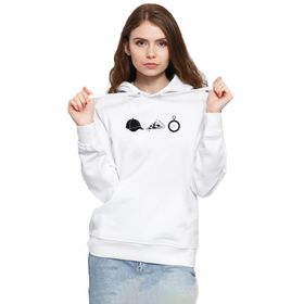 Tshirthane P23324S5238 The Walking Dead Glenn Rhee Symbols 3ip Kapşonlu Kadın Beyaz Sweatshirt