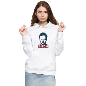 Tshirthane P23620S9680 Breaking Bad Jesse Pinkman Bitch Beyaz Kadın Kapüşonlu Sweatshirt