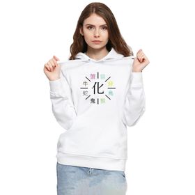 Tshirthane P23660S8910 Monogatari Anime Apparitions 3ip Kapşonlu Kadın Beyaz Sweatshirt