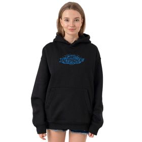 Tshirthane P23696S3926 Beyblade Logo Siyah 3 ip Kapüşonlu Kadın Sweatshirt
