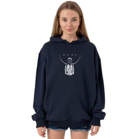 Tshirthane P23996S5461 Dark Mono Lacivert 3 ip Kapüşonlu Kadın Sweatshirt