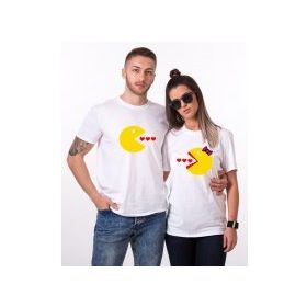 Tshirthane Pacman Kalp 2'li Sevgili T-shirt