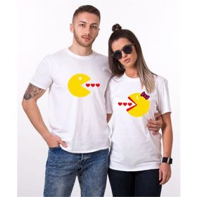 Tshirthane Pacman Kalp 2'li Sevgili T-shirt